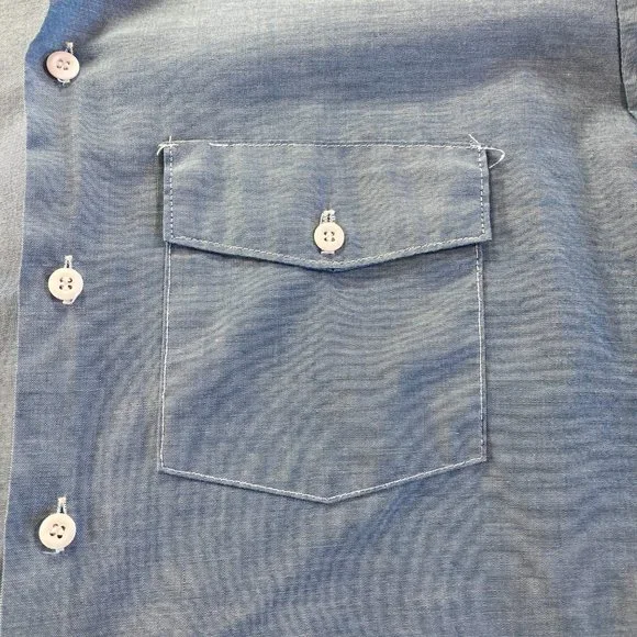 Dickies Button Down Shirt Mens Adult 17-17.5" Sleeve 34/35 Blue Long Sleeve USA - Picture 3 of 15